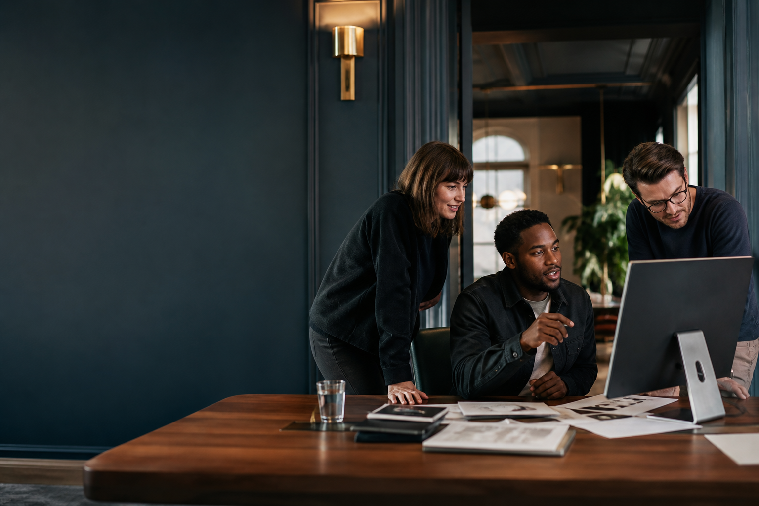 A business owner in a focused strategy meeting